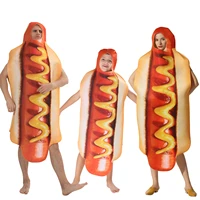 adult kids funny 3d print food sausage hot dog costumes halloween men women family one piece pizza costume carnival food costume