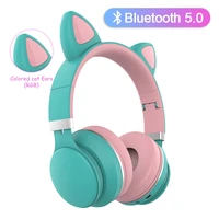 wireless bluetooth headphones cartoons cat ears bass noise cancelling kids headhand bluetooth 5 0 headset with mic grils gift
