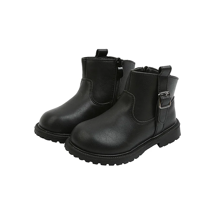 

2021 Autumn and Winter New Children Cotton Boots Baby Fashion Girls Martin Boots Cotton Short Boots Pure Color Casual Shoes