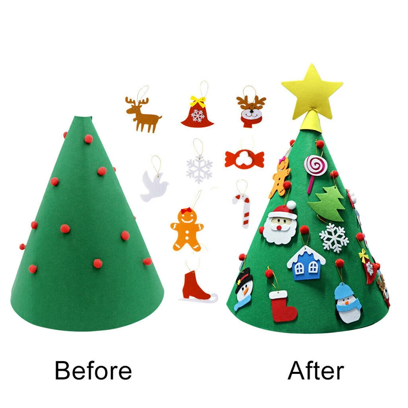 3D DIY войлок для малышей новогодняя елка подарки для детей игрушки искусственное дерево подвесное украшение для дома украшения