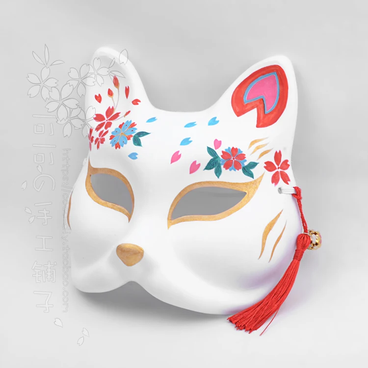 Ручная роспись в японском стиле Косплей животные лиса кошка маски красные синие