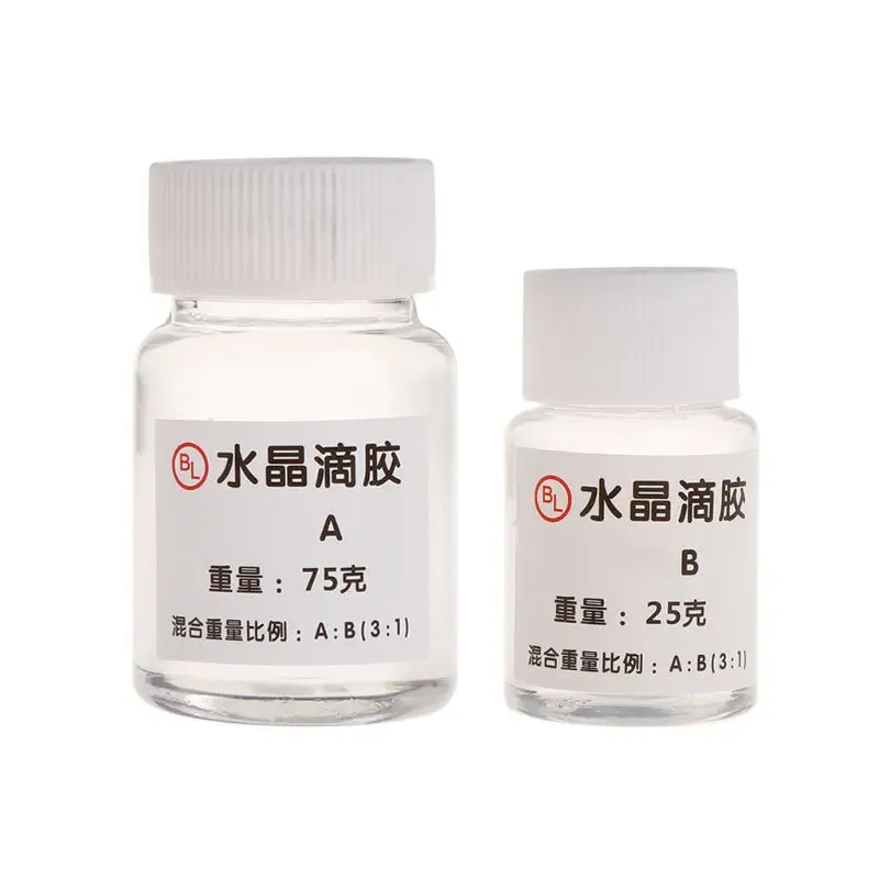 

2 Pcs/Set Crystal Glue Epoxy Resin Hard Glue AB 3:1 Transparent DIY Jewelry Making Necklace Pendant Handmade Materials