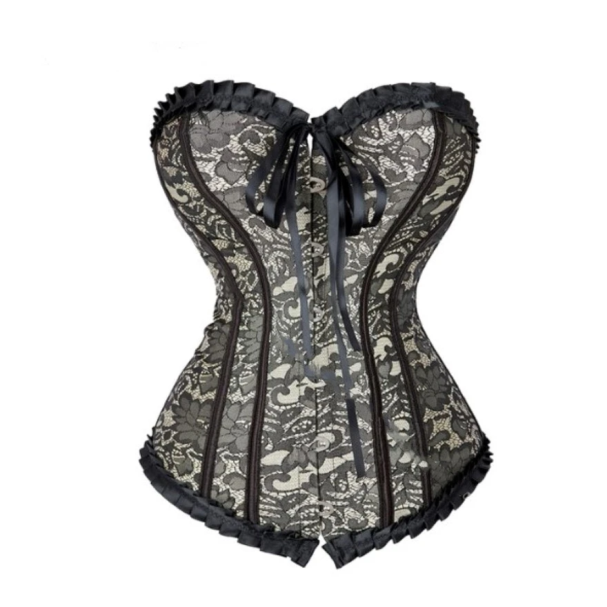 Винтажное женское сексуальное нижнее белье корсет-бюстье из парчовой ткани