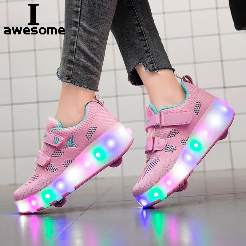 2023 Roller Skate Shoes for Kids Boys Girls LED Wheels Sneak