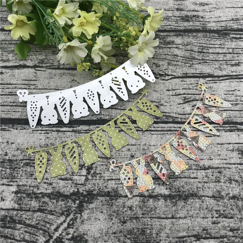 Металлическая высечка Пасхальный кролик морковка баннер скрапбукинг бумага