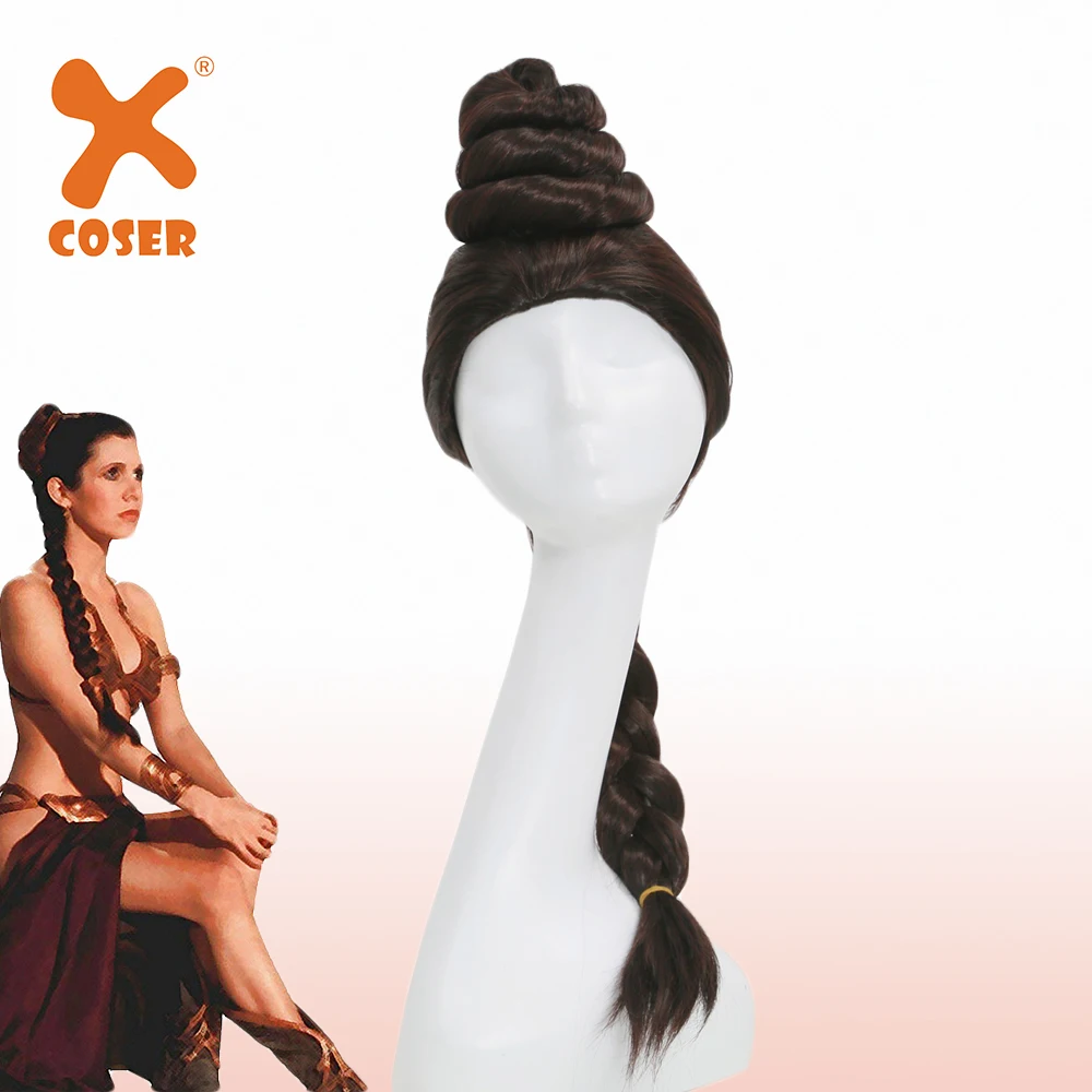 XCOSER принцесса Лея Косплей подставки под парик кофе коричневый длинные косы волос
