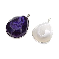 natural stone pendant geometry shape faceted exquisite agate charms for jewelry making diy bracelet necklace earring accessories