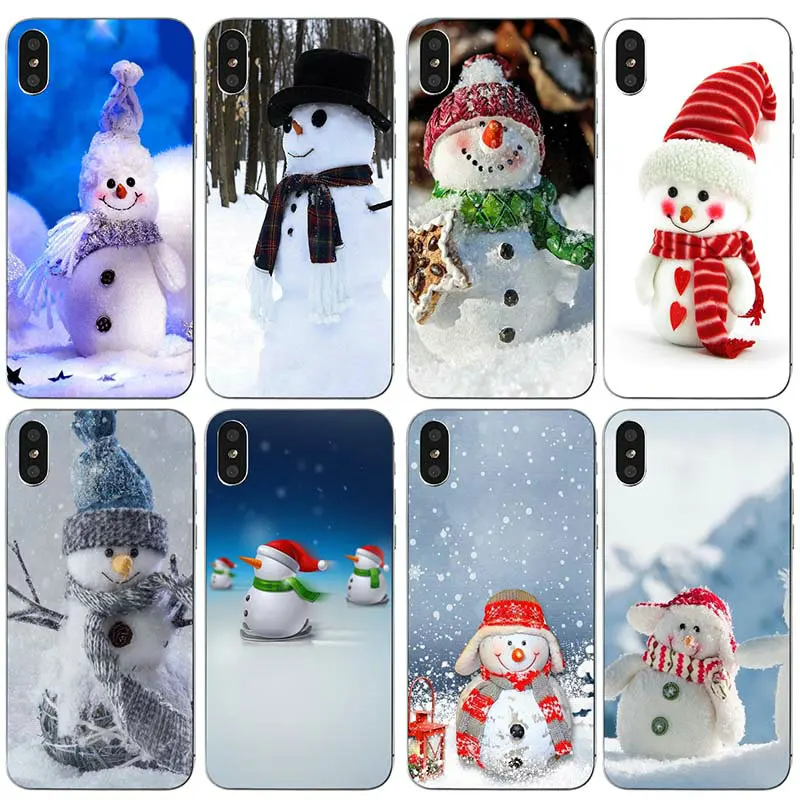 Горячий счастливый Рождество Снеговик стиль Мягкий ТПУ мобильный чехол для iPhone X