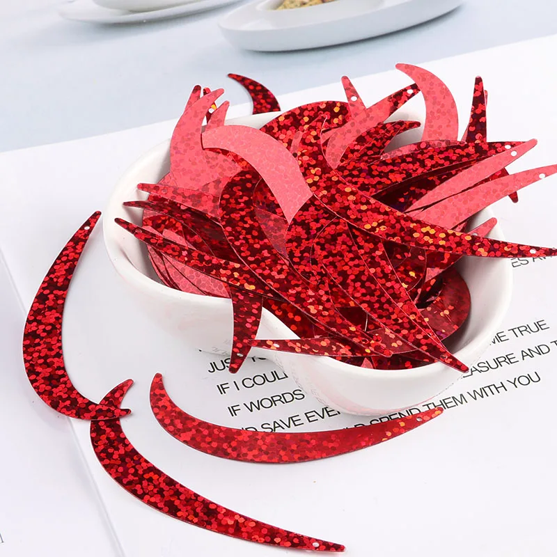 100 шт. большие блестки 7*55 мм голограмма лазерный крючок форма ПВХ Кот свободные