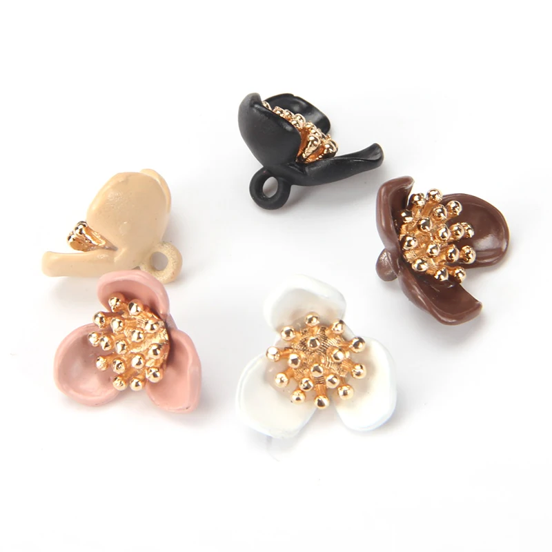 6 шт. 14 мм модные пуговицы в виде цветка из смолы 10 цветов жемчужные для свадебного