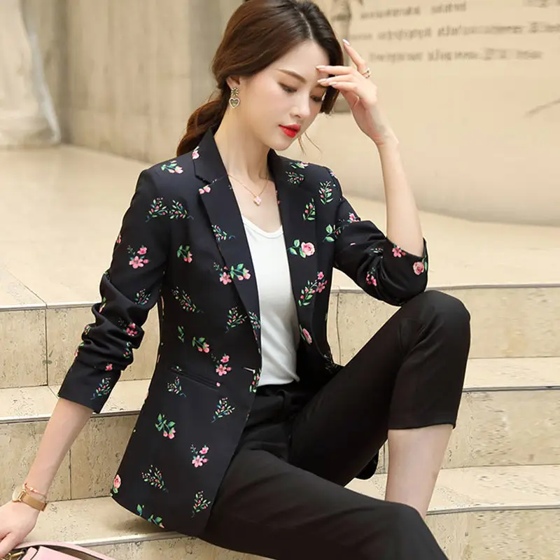 Женский блейзер с цветочным рисунком размеры до 4XL | Женская одежда