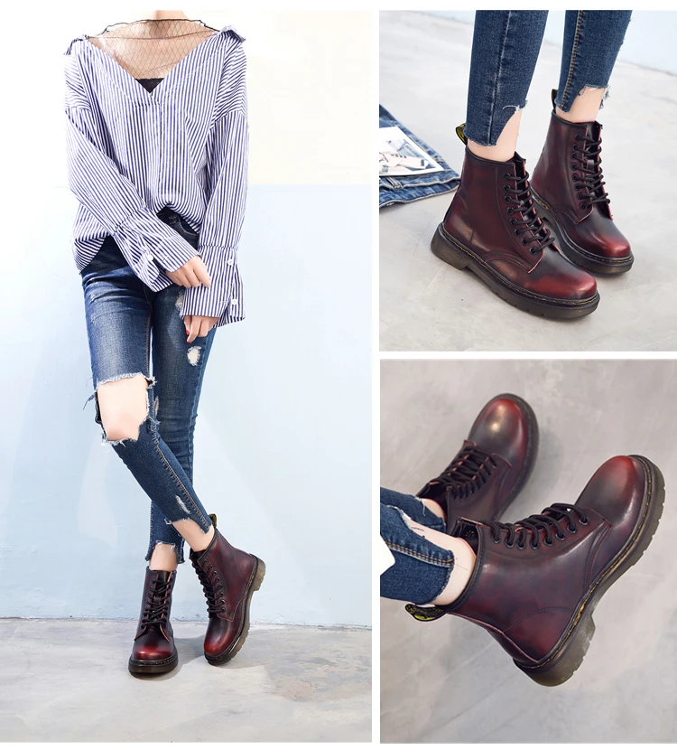 Женские ботинки; doc martins; ; винтажные классические ботинки martin в британском стиле; женские мотоциклетные ботинки на толстом каблуке; Bota Feminina Dr's Shoes