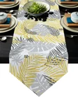 Серо-желтая скатерть с пальмовыми листьями, современный Настольный флаг, украшение для дома, вечевечерние НКИ, деревни, свадьбы, скатерть, скатерть для стола