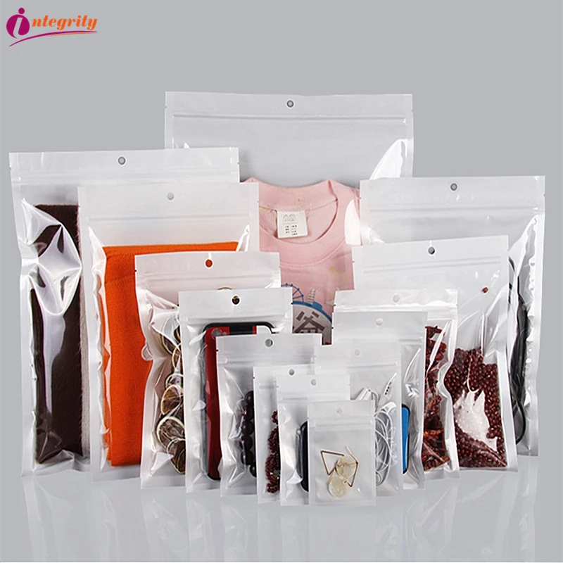 Целостность 100 шт 16*24 см белый/прозрачный самоблокирующийся застежка-молния