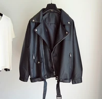 women loose pu leather jacket black soft faux leather jacket street moto biker leather coat jacket lady casual outerwear