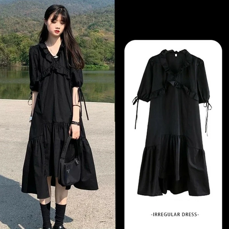 Женское платье трапеция с V образным вырезом и завышенной талией|Женские платья| |