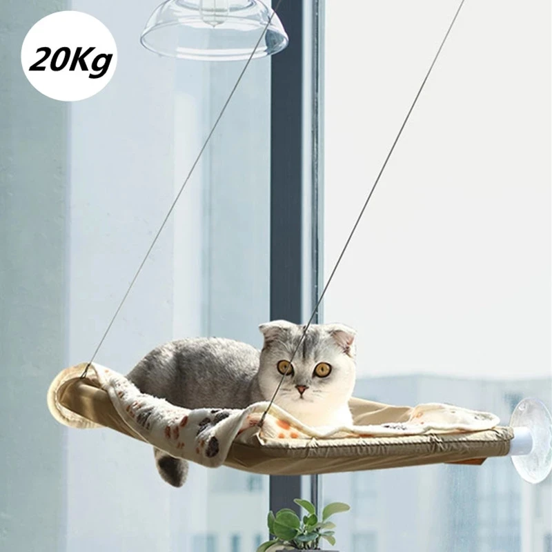 

Cat Hanging Beds Pet Hammock Bed for Cats Comfortable Cat Window Hammock with Blanket Kitty Sunny Window Seat Mount Bearing 20kg