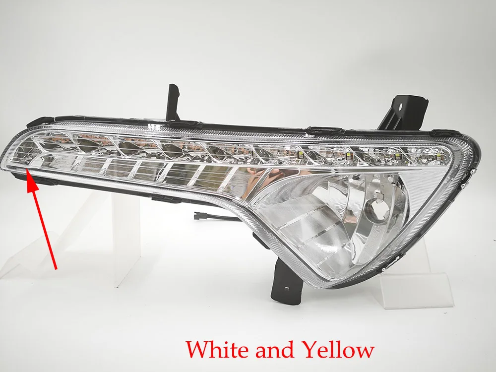 White and Yellow Автомобильная проблесковая 1 пара для Kia Sportage 2010 2011 2012 2013 SPORTAGE R светодиодный DRL Габаритные огни Дневной светильник тумана светильник - Цвет: White and Yellow