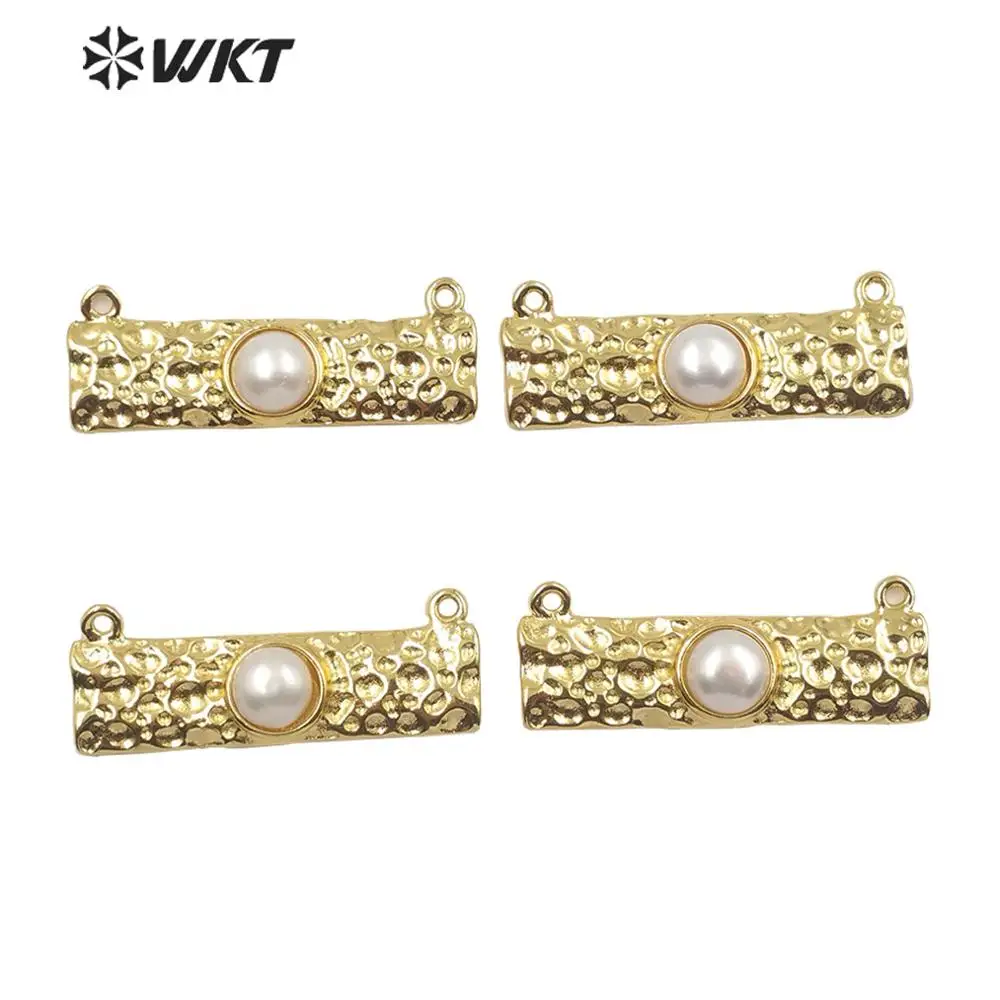 Подвеска с жемчугом прямоугольная гальваническим покрытием из золота WT-JP189 |