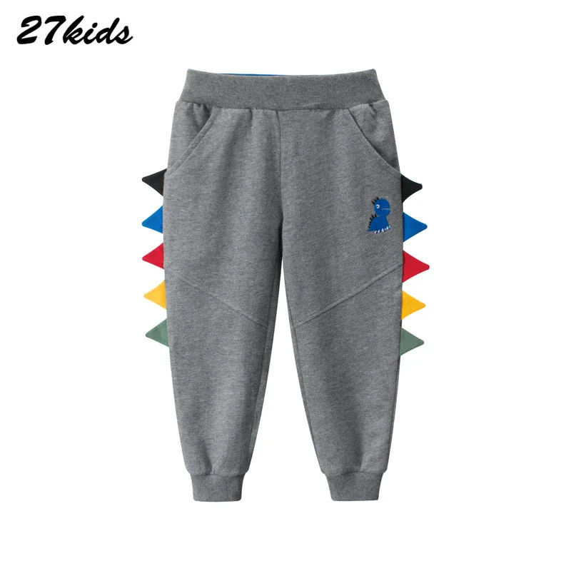 Штаны детские длинные с рисунком динозавра спортивные брюки для мальчиков и