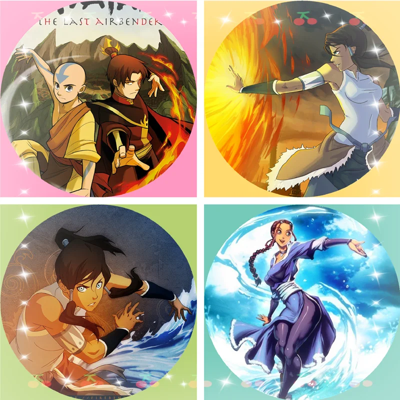 Аватар: последние Броши Airbender значки мультяшная аниме фигурка Aang Katara круглая