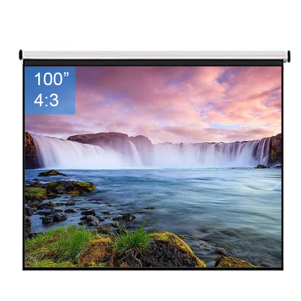 100 дюймов 4:3 настенный матовый белый тканевый стекловолокно выдвижной HD экран