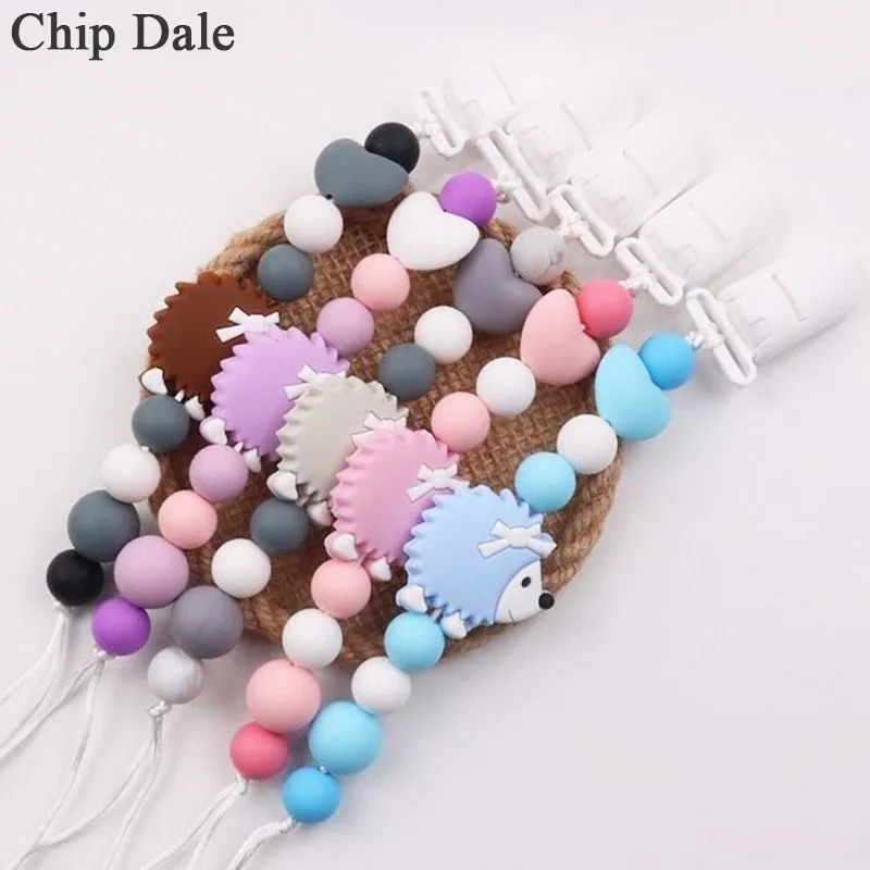 Чип и Дейл милый ежик силиконовые бусины цепь детские соски клипсы цепи для