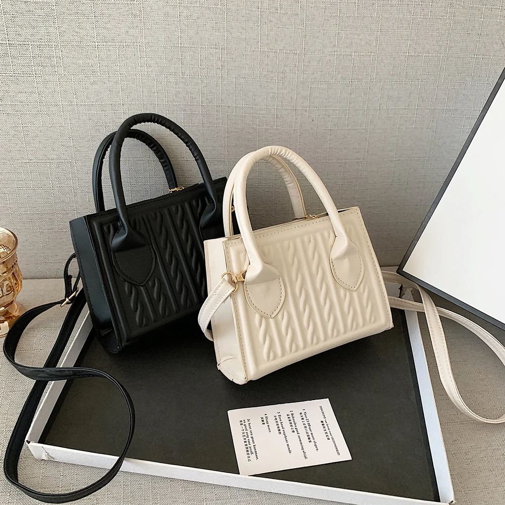 

Women's Bag Fashion PU Leather Shoulder Bag Casual Geometric Embossing Solid Color Crossbody Bags Female Mini Handbags