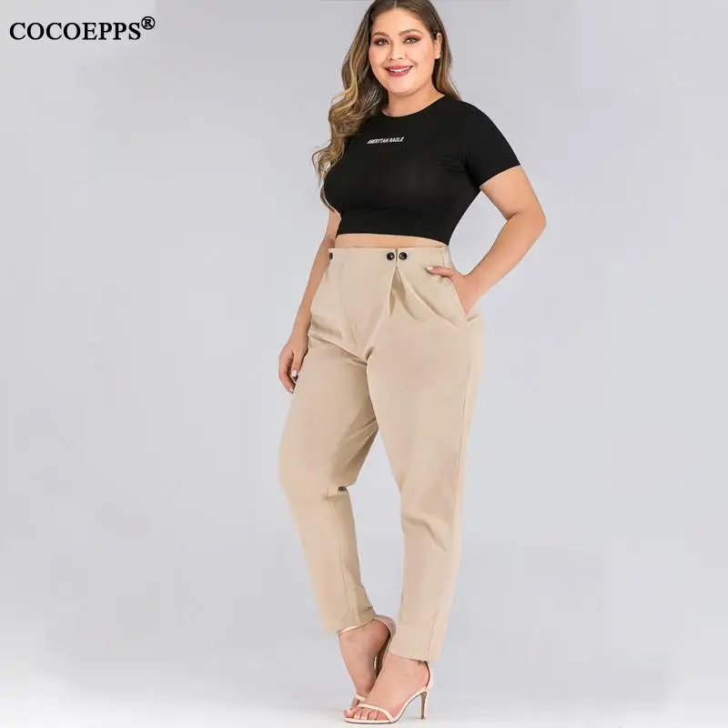 Женские весенние брюки султанки XL 4XL 2020 повседневные Летние офисные большого