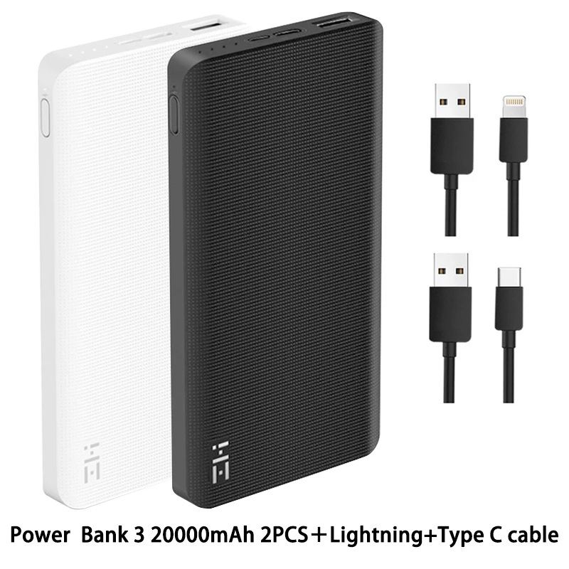 ZMI power Bank 10000 мАч Внешний аккумулятор Портативная зарядка Быстрая зарядка 2,0 Двусторонняя Быстрая зарядка для iPhone - Цвет: White with Black