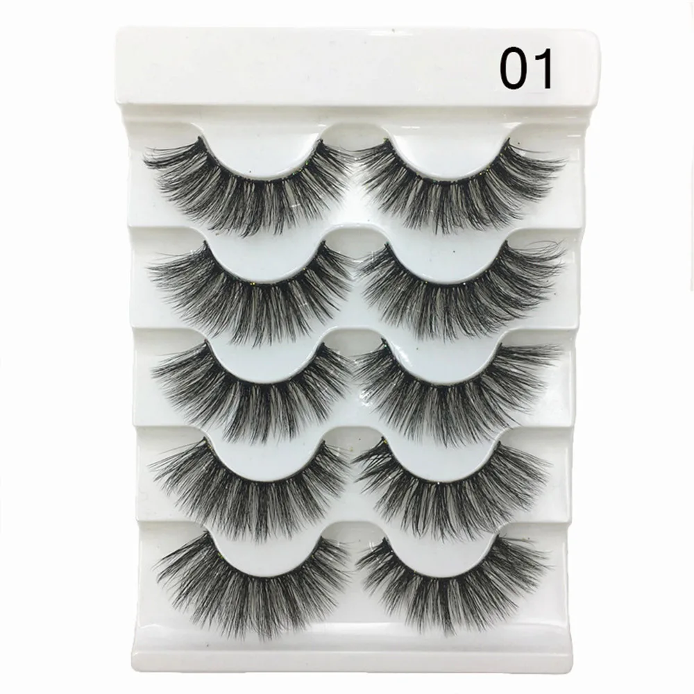 5pairs 7 пар 6D поддельные норковые волосы Накладные ресницы wispiy накладные крестообразные ресницы Mult-ilayers инструменты для макияжа глаз - Цвет: 5pairs