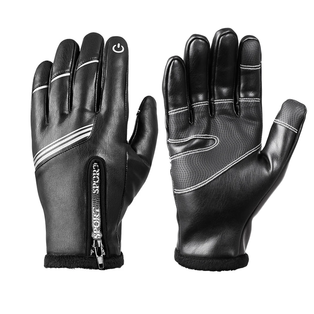 No.1PU leather 30℉ Зимние перчатки сенсорный экран тепловые перчатки теплые перчатки для бега спорта на открытом воздухе мотоцикл Мужчины Женщины Велоспорт - Цвет: No.1PU leather