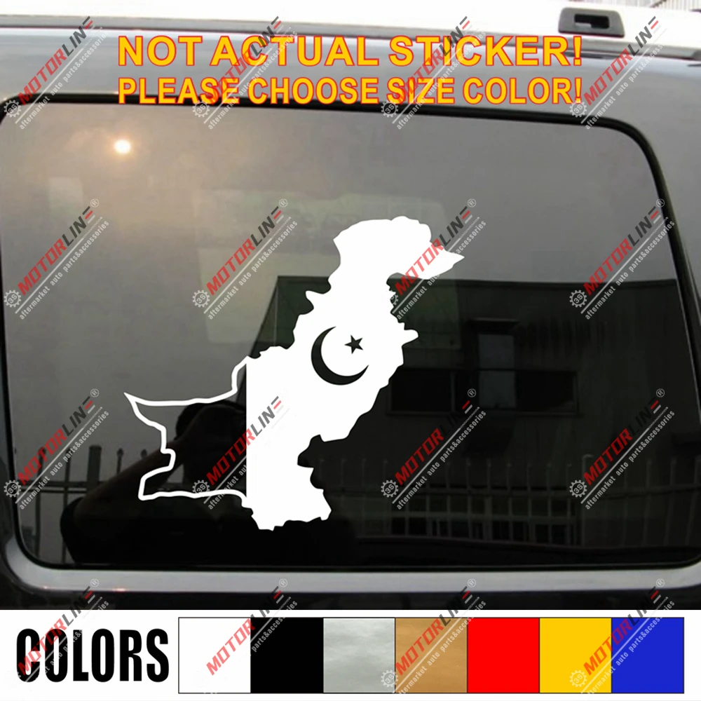 Пакистан Флаг Карта контур Наклейка автомобиля винил выбрать размер цвет без