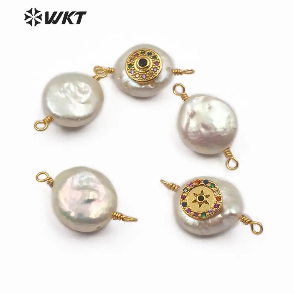 WT MC273 WKT натуральный жемчуг и CZ проложить круговой изысканный разноцветный