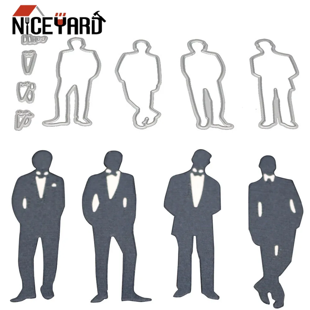 NICEYARD 4 шт. костюм мужская форма для высечки Сделай Сам тиснение Металлические