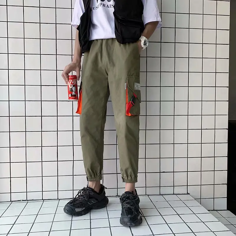 

Men Vintage Cargo Pants Solid Mens Hiphop Joggers Pants Male Fashion Sweatpants Overalls