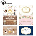 Allenjoy первый Святой Причастие фоны деревянный пол Цветы Крест решетка дети фотографические фоны баннер для фотосессии