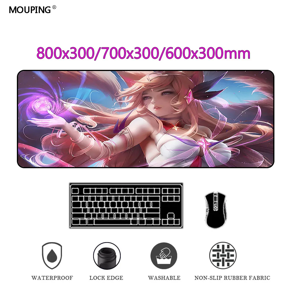 

Anime Mouse Pad League of Legends Ahri Gaming Accessories Black Desk Mat Mousepad Gamer Keyboard Carpet Deskmat Rug DropShipping