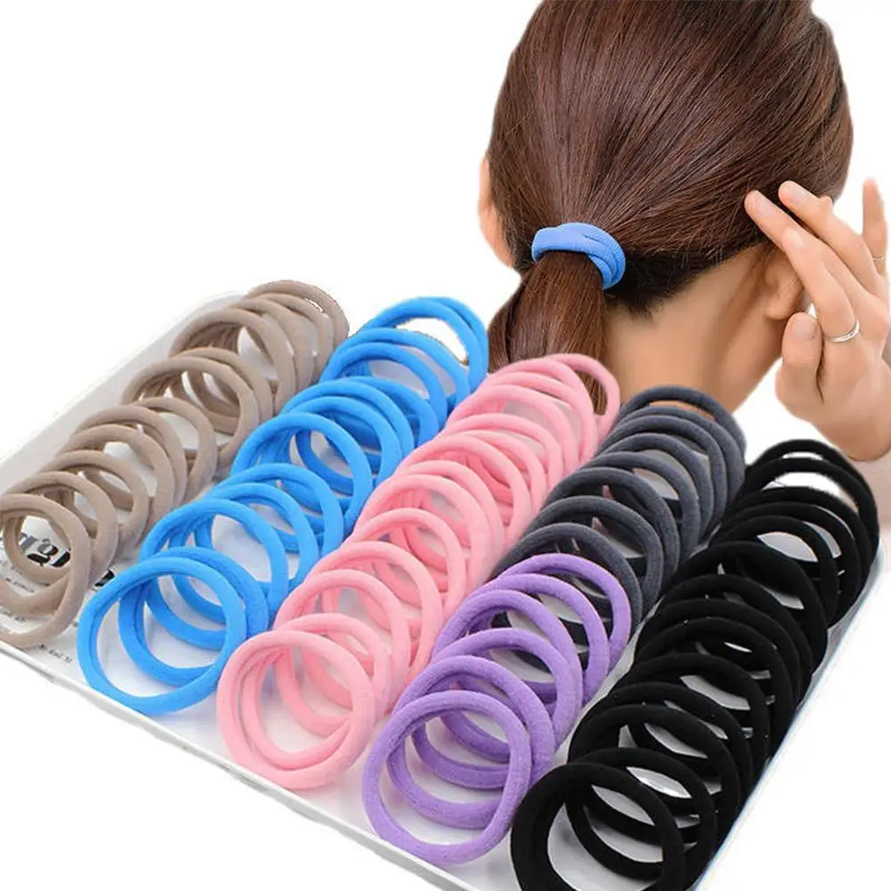 

50 Pcs / Set Elastic Hair Bands Children Girls Ponytail Holder Scrunchie Rubber Band Headband Hair Ties Candy Color Hair Accesso