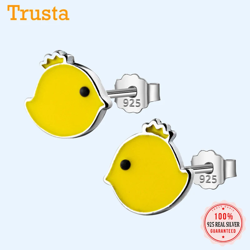 Серьги-гвоздики из серебра 100% пробы с желтой глазурью | Украшения и аксессуары