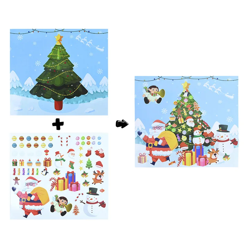 

Christmas Scrapbooking Stickers DIY Christmas Tree House Stickers Set for Kids Toy DIY Crafts Arts Decals Xmas Party Supplies