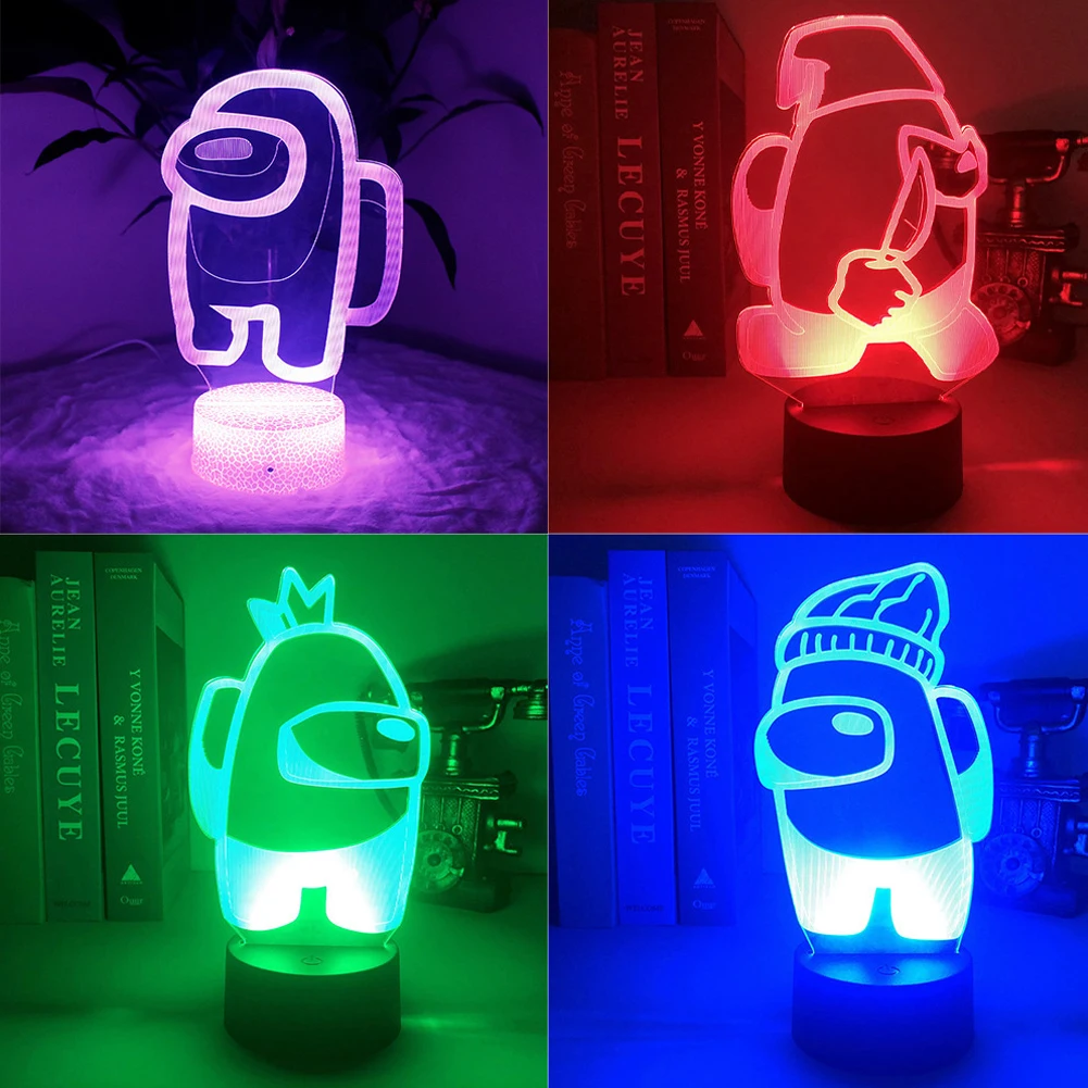 

Among Us Game 3D Night Light Adjustable Night Light 7 Colors Night Light Cartoon LED Light Atmosphere Night Light