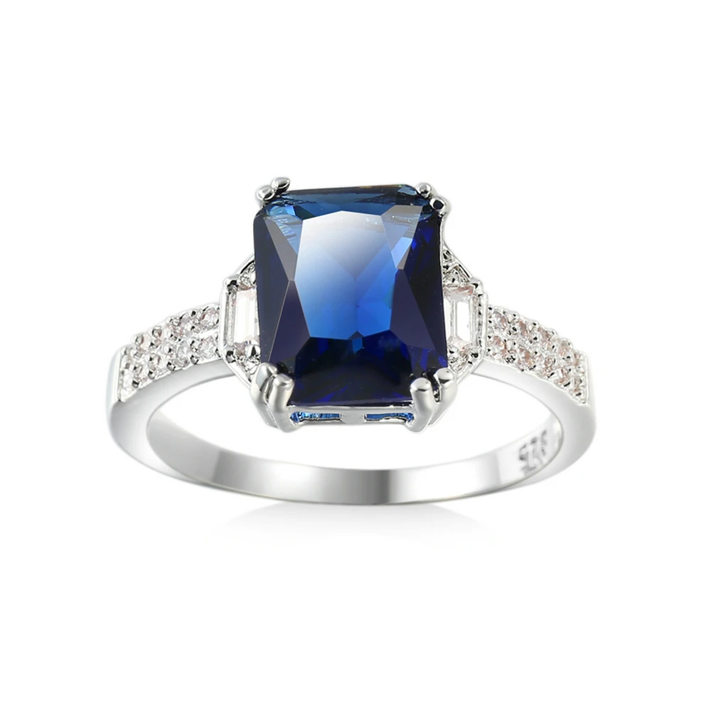 Роскошные блестящие Королевский синий цвет большой циркон кольцо для женщин