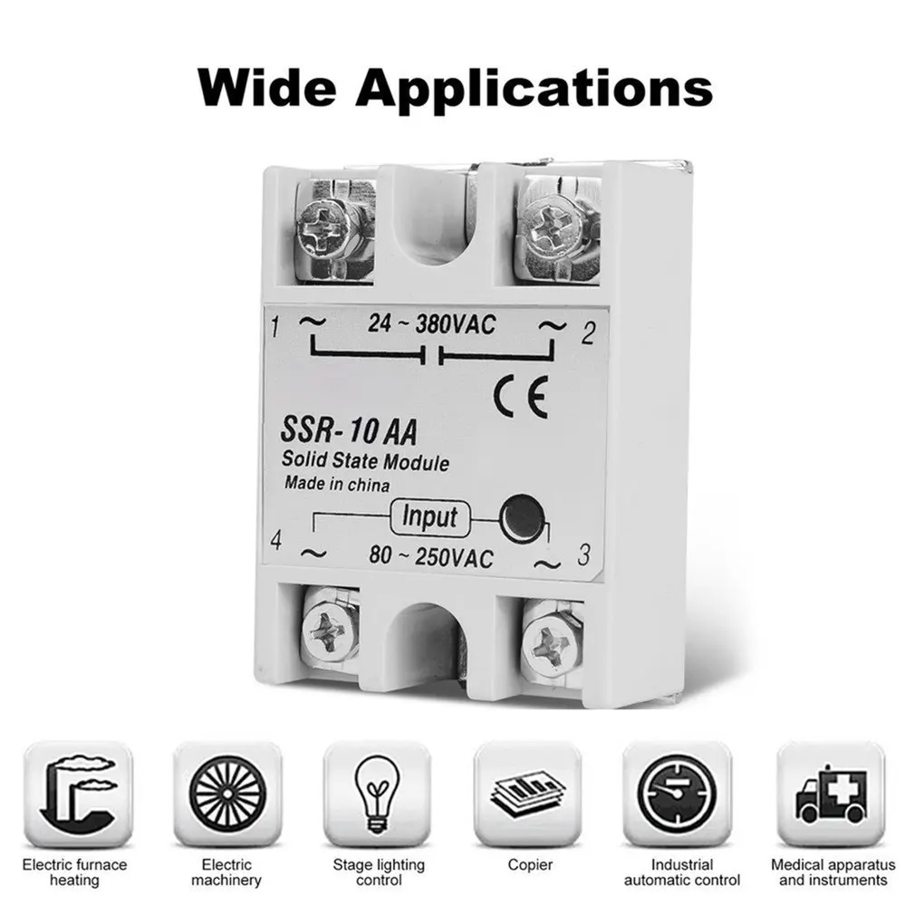 Твердотельное реле AC-AC 80-250VAC до 220V 24-380VAC нагрузка однофазный SSR 10A/25A/40A/60A/80A/100A для