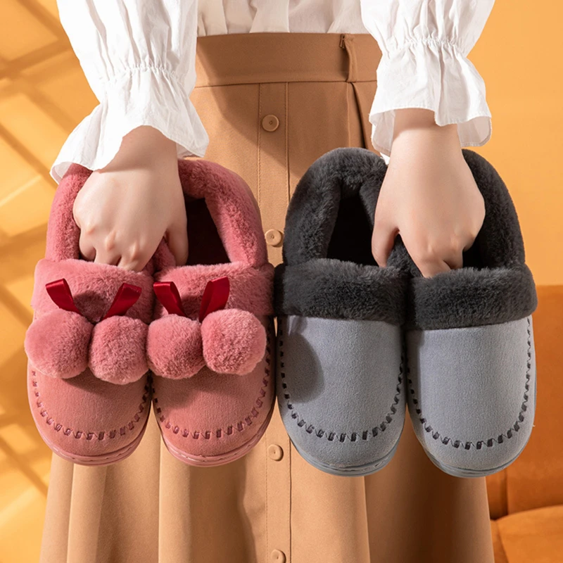 

Winter Slippers Couple Home Cotton Shoes Cute Warm Non-slip Girls Women Slipper Winter Slippers Christmas Cotton Shoes 2021