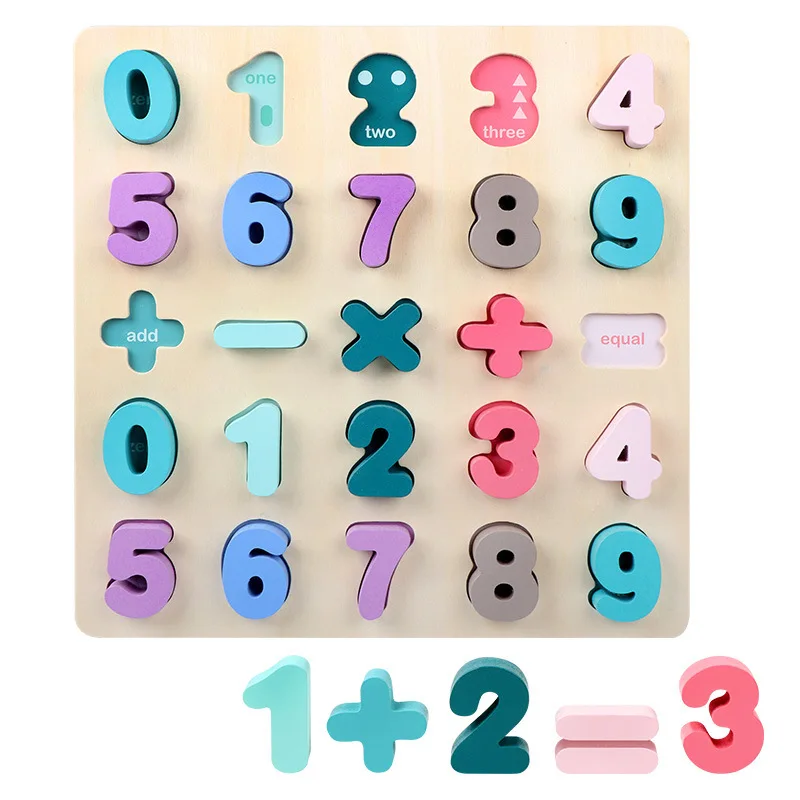 

Wooden Learning ABC Digital Cognitive Matching Puzzle Baby Hand Grab Tangram Jigsaw Board Kids Montessori Educational Math Toys