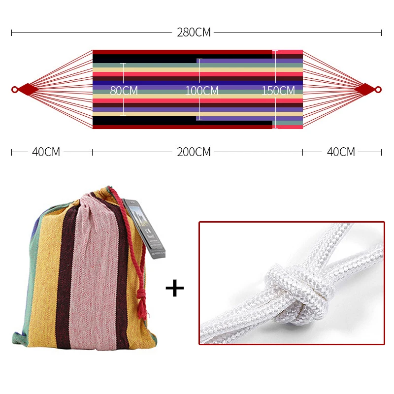 Двойной широкий толстый холщовый гамак портативный для улицы кемпинга сада