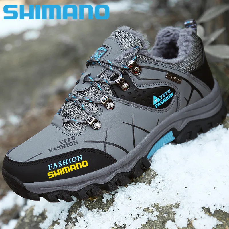 

Shimano Fishing Clothing Waterproof Shoes Men's Winter Plus Velvet Warm Martin Boots Mountaineering Non-slip Wear-resistant Shoe