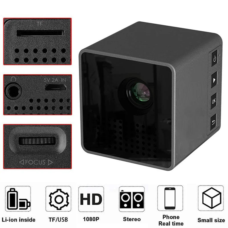 P1S мини куб проектор DLP HD 1080P домашний кинотеатр проекторы беспроводной
