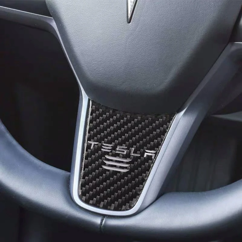 Car Styling Accessories Carbon Fiber sticker For Tesla Model 3 S X Y logo Steering Wheel Badge Interior Decoration Stickers | Автомобили и